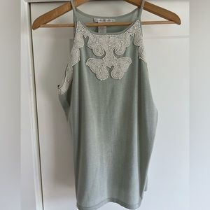 Sea foam color, with mini pearl embroidered top